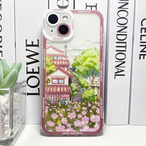 Japanese Aesthetic Sakura Blossom City Break iPhone Case-Enchanted peach