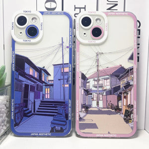 Japanese Aesthetic Streets of Kyoto iPhone Case-Enchanted peach