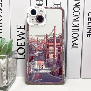 Japanese Aesthetic Streets of Kyoto iPhone Case-Enchanted peach