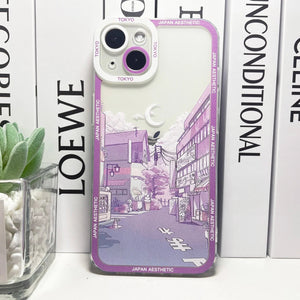 Japanese Aesthetic Streets of Kyoto iPhone Case-Enchanted peach