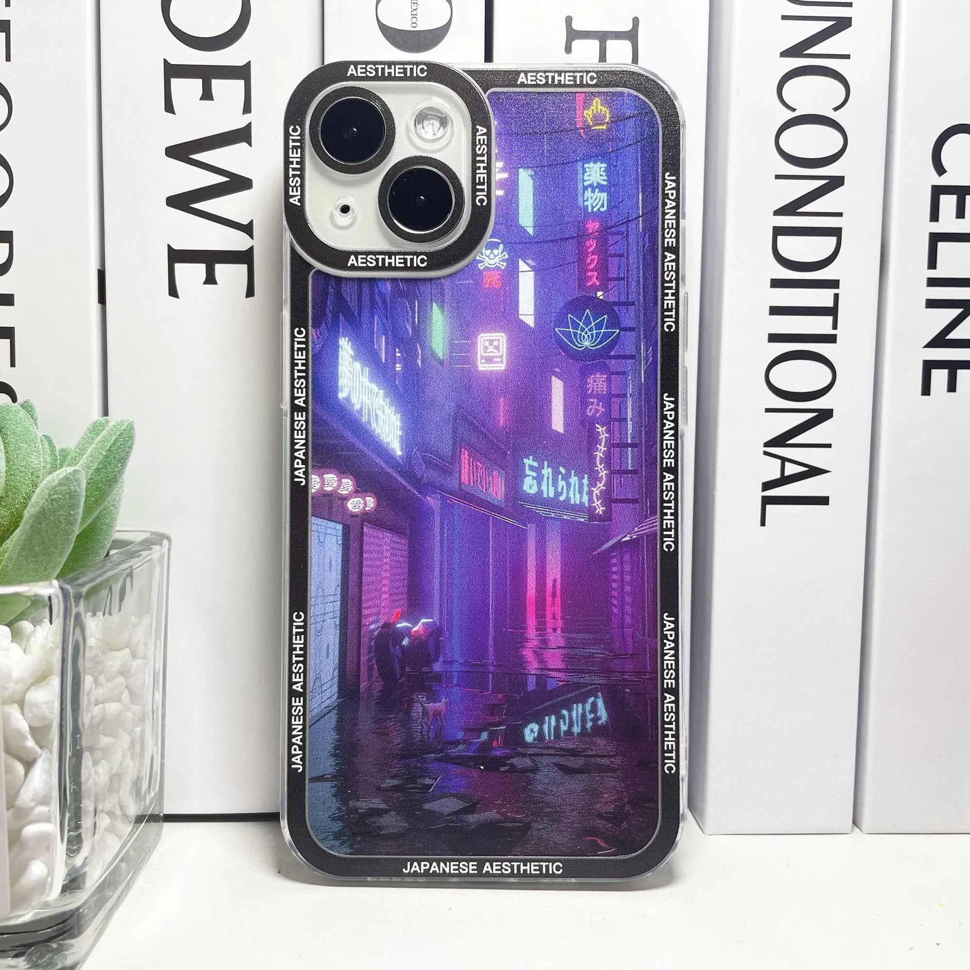 Japanese Aesthetic Tokyo Neon Lights Purple Hues iPhone Case-Enchanted peach