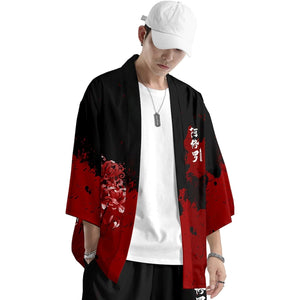 Japanese Anime Asura Blades Men Two-Piece Kimono Yukata Top & Pants Sets-Enchanted peach