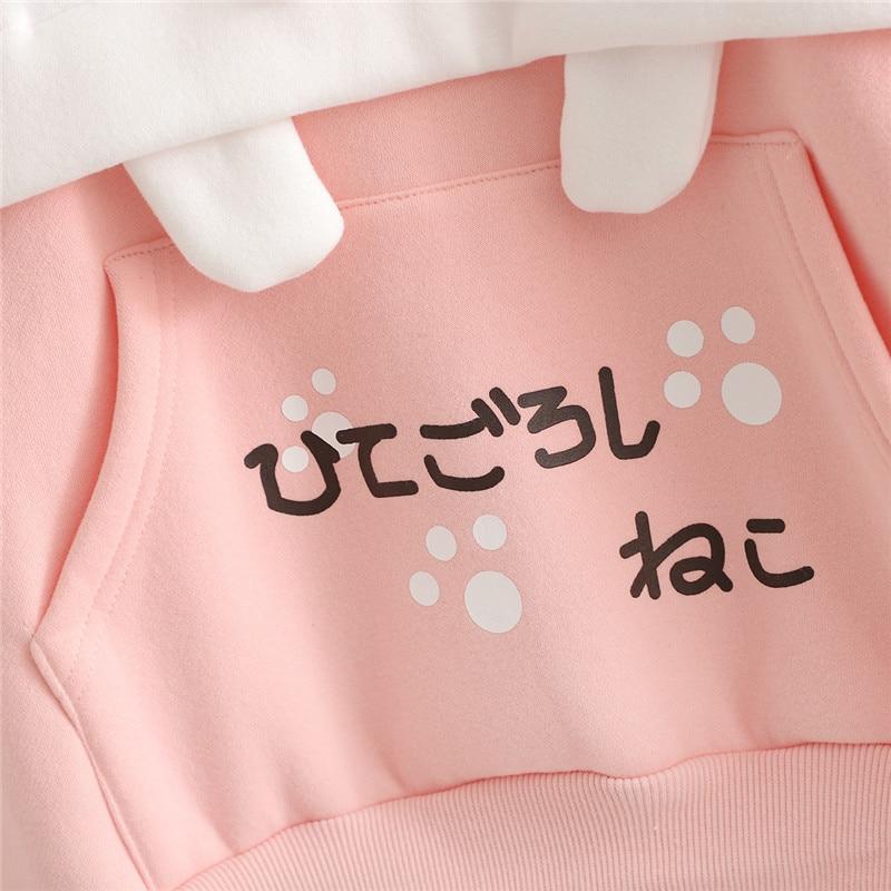 Japanese Anime Cat Hoodie-Enchanted peach