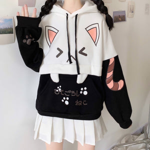 Japanese Anime Cat Hoodie-Enchanted peach