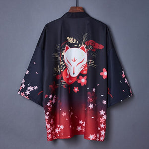 Japanese Art Fancy Kimono Cardigan Robe Short-Enchanted peach