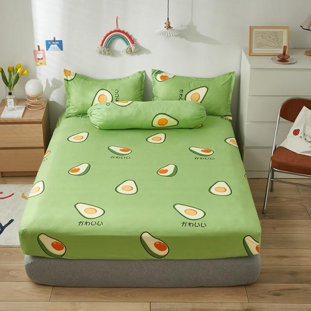 Japanese Avocado Fitted Bedsheets-Enchanted peach