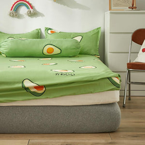 Japanese Avocado Fitted Bedsheets-Enchanted peach