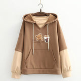 Japanese Bubble Tea Bear Hoodies-Enchanted peach