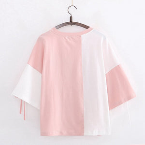 Japanese Bunny Carrot Loose Short-Sleeve Tee-Enchanted peach