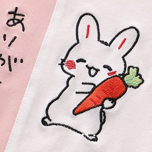 Japanese Bunny Carrot Loose Short-Sleeve Tee-Enchanted peach