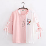 Japanese Bunny Carrot Loose Short-Sleeve Tee-Enchanted peach