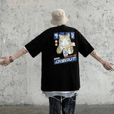 Japanese Cartoon Cat Ramen Oversized Men's Tee Top-Enchanted peach