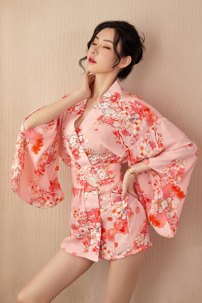 Japanese Cherry Blossom Sakura Pink Kimono-Enchanted peach