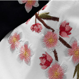 Japanese Cherry Blossoms Embroidery Tee-Enchanted peach