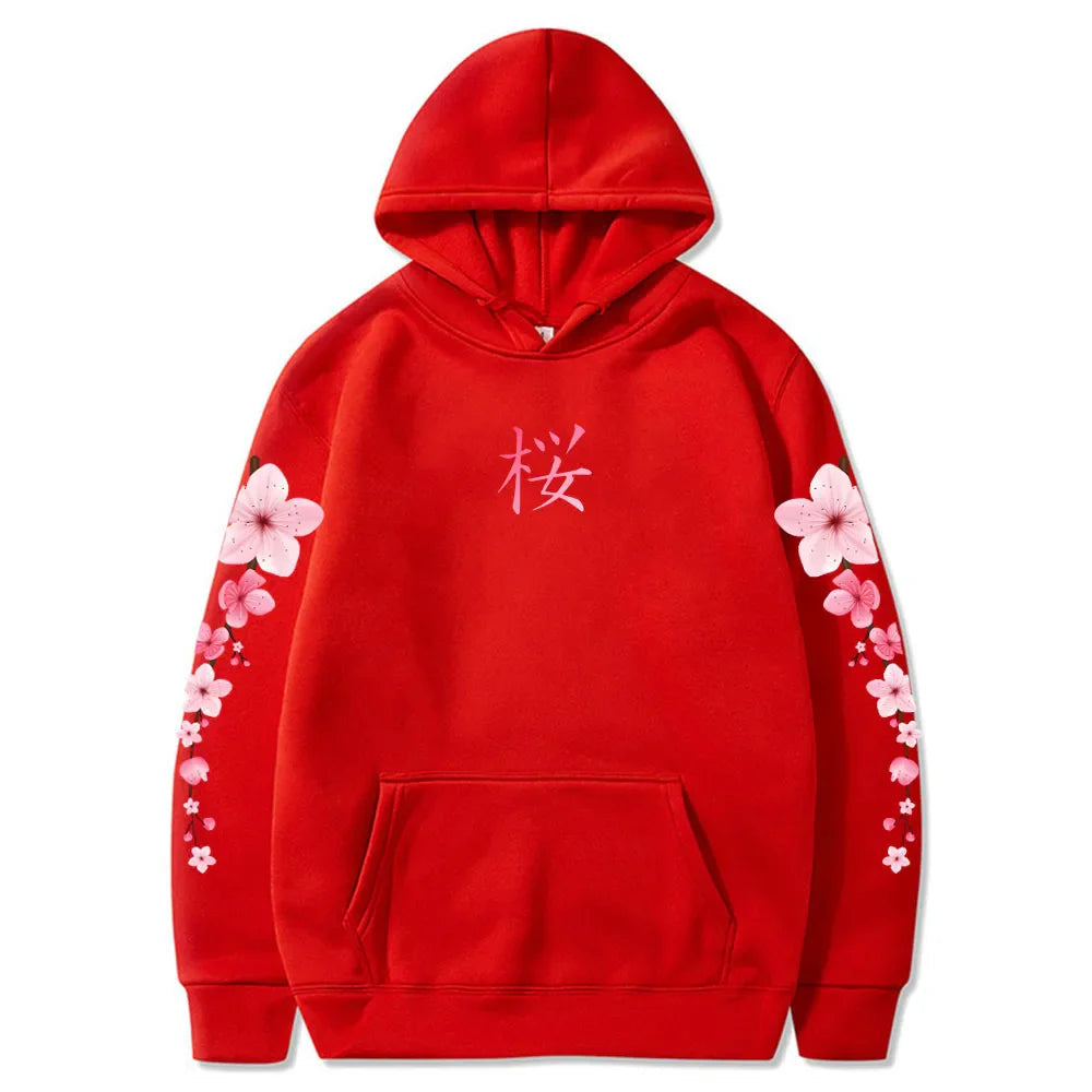 Japanese Cherry Sakura Hoodies Long Sleeve-Enchanted peach