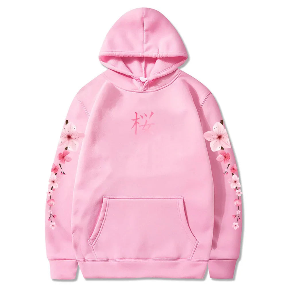 Japanese Cherry Sakura Hoodies Long Sleeve-Enchanted peach