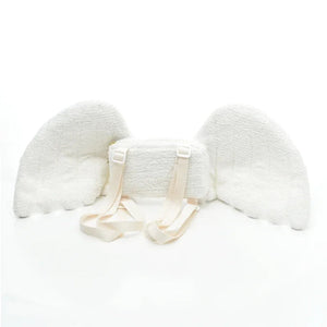 Japanese Cute Angel Wings Plush Mini Backpack-Enchanted peach