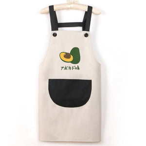 Japanese Cute Cherry and Avocado Print Shoulder Apron-Enchanted peach