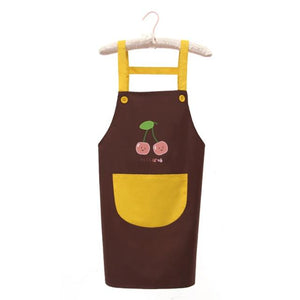 Japanese Cute Cherry and Avocado Print Shoulder Apron-Enchanted peach