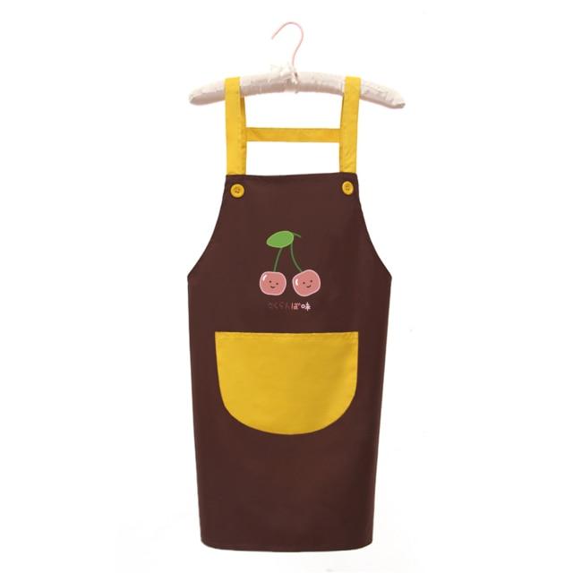 Japanese Cute Cherry and Avocado Print Shoulder Apron-Enchanted peach