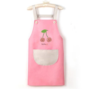 Japanese Cute Cherry and Avocado Print Shoulder Apron-Enchanted peach