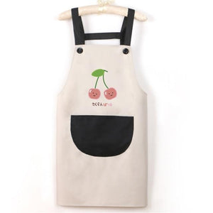 Japanese Cute Cherry and Avocado Print Shoulder Apron-Enchanted peach