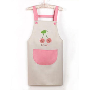 Japanese Cute Cherry and Avocado Print Shoulder Apron-Enchanted peach