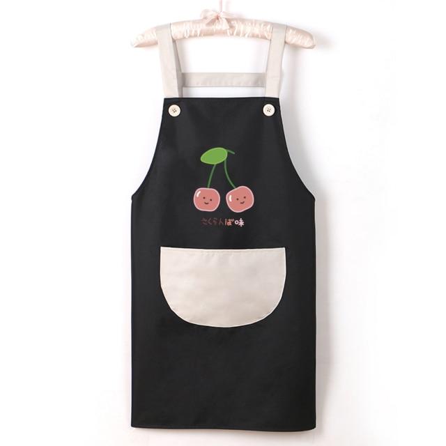 Japanese Cute Cherry and Avocado Print Shoulder Apron-Enchanted peach