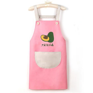 Japanese Cute Cherry and Avocado Print Shoulder Apron-Enchanted peach