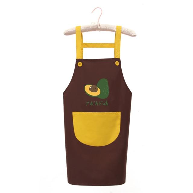 Japanese Cute Cherry and Avocado Print Shoulder Apron-Enchanted peach