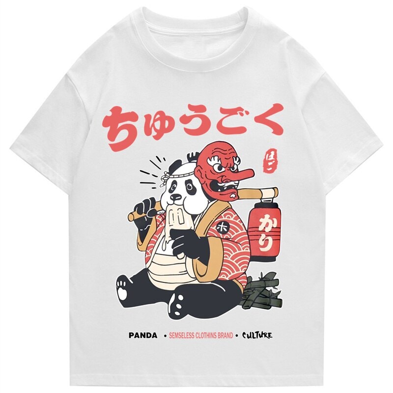 Japanese Fat Samurai Panda Unisex Tee-Enchanted peach