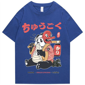 Japanese Fat Samurai Panda Unisex Tee-Enchanted peach