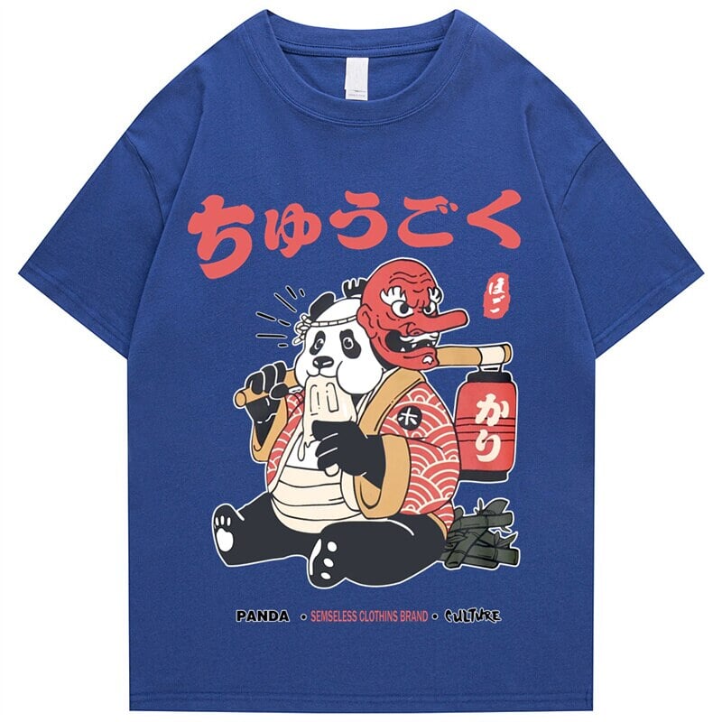 Japanese Fat Samurai Panda Unisex Tee-Enchanted peach