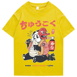 Japanese Fat Samurai Panda Unisex Tee-Enchanted peach