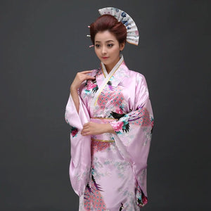 Japanese Floral Long Kimono-Enchanted peach