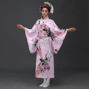 Japanese Floral Long Kimono-Enchanted peach