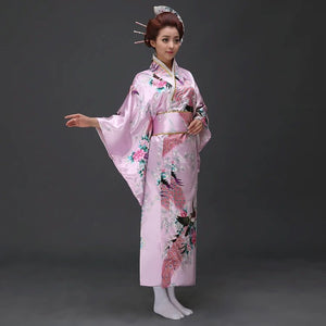 Japanese Floral Long Kimono-Enchanted peach