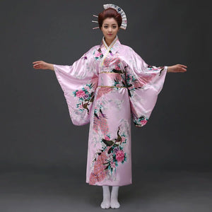 Japanese Floral Long Kimono-Enchanted peach