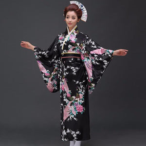 Japanese Floral Long Kimono-Enchanted peach