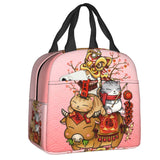 Japanese Fortune Cat Lunch Bag Set-Enchanted peach