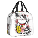 Japanese Fortune Cat Lunch Bag Set-Enchanted peach