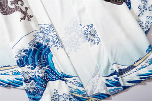 Japanese Great Wave off Kanagawa Dragons Kois Kimono-Enchanted peach