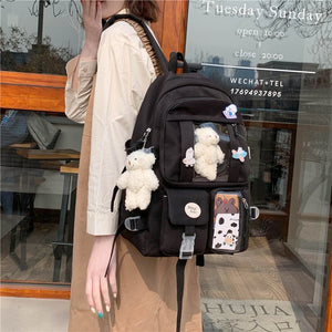 Japanese High School Backpack Bag-Enchanted peach