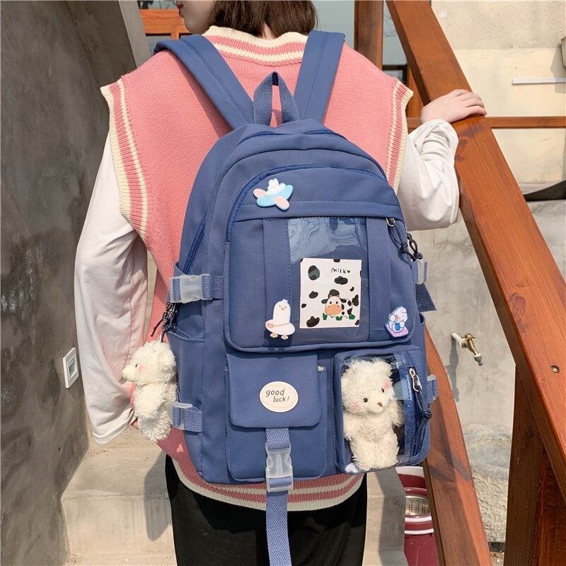 Japanese High School Backpack Bag-Enchanted peach