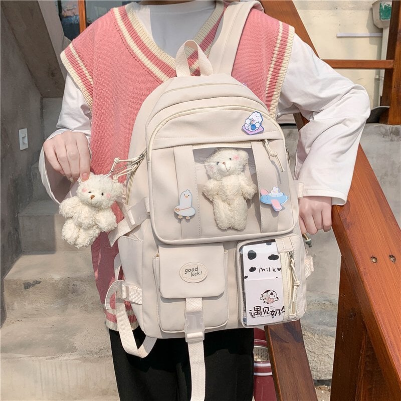 Japanese High School Backpack Bag-Enchanted peach