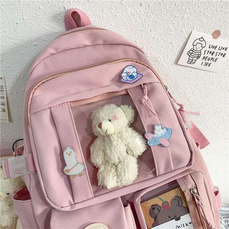 Japanese High School Backpack Bag-Enchanted peach