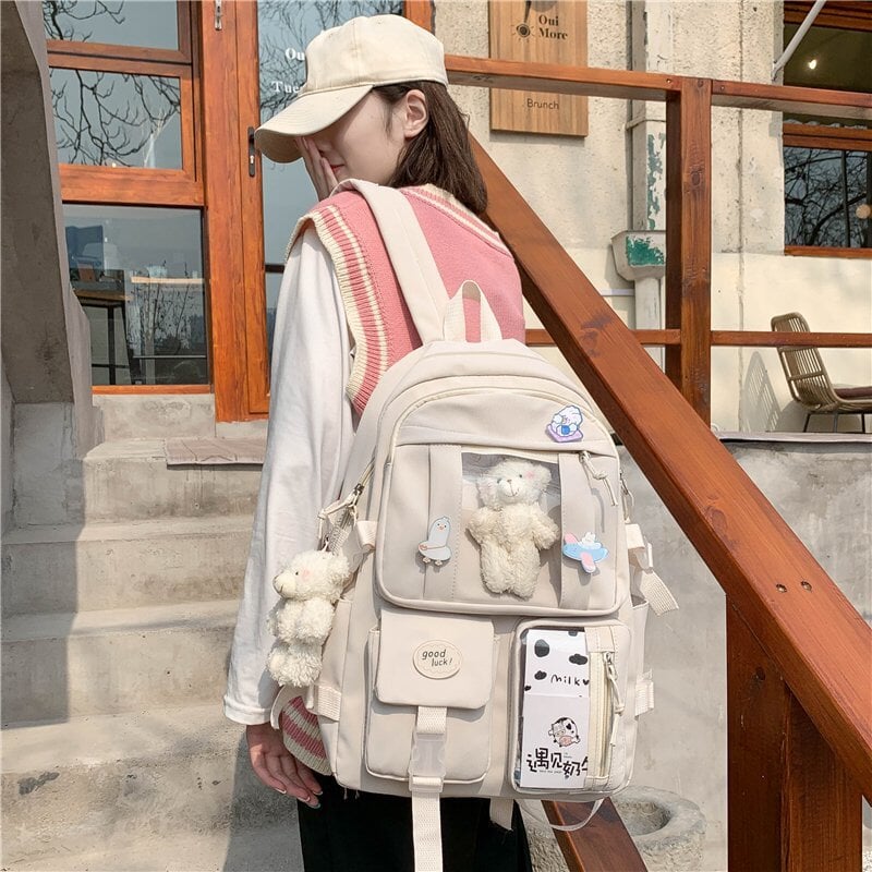 Japanese High School Backpack Bag-Enchanted peach