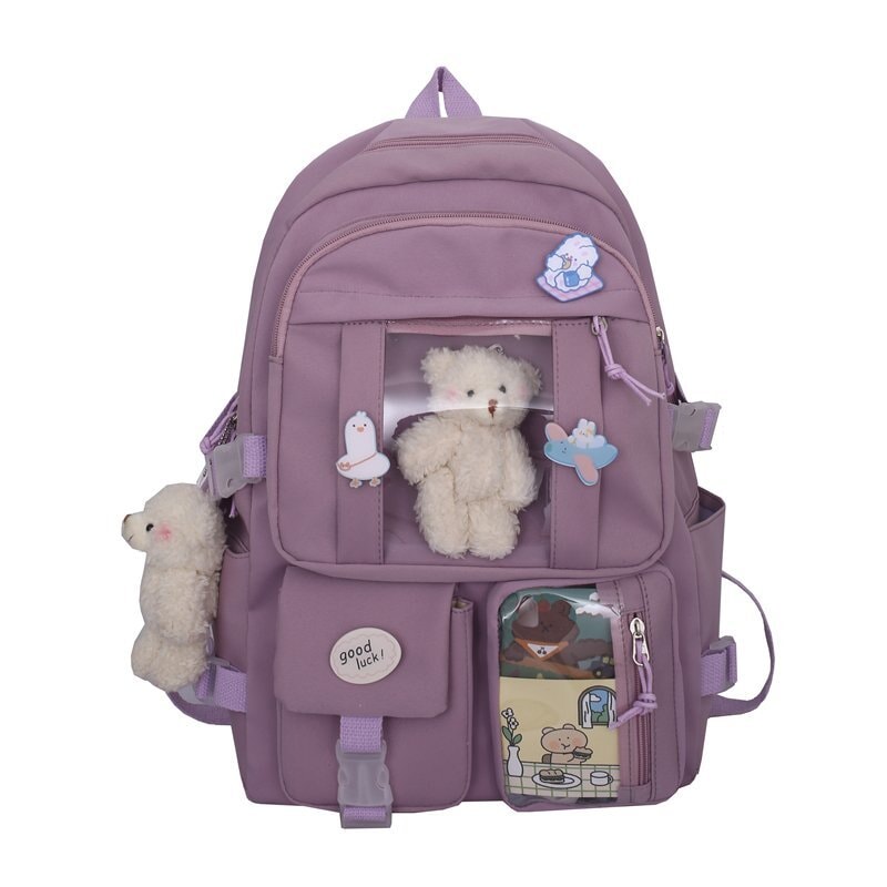 Japanese High School Backpack Bag-Enchanted peach