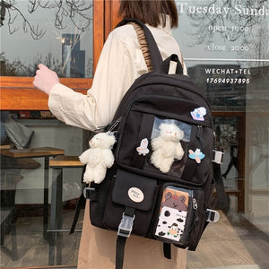 Japanese High School Backpack Bag-Enchanted peach