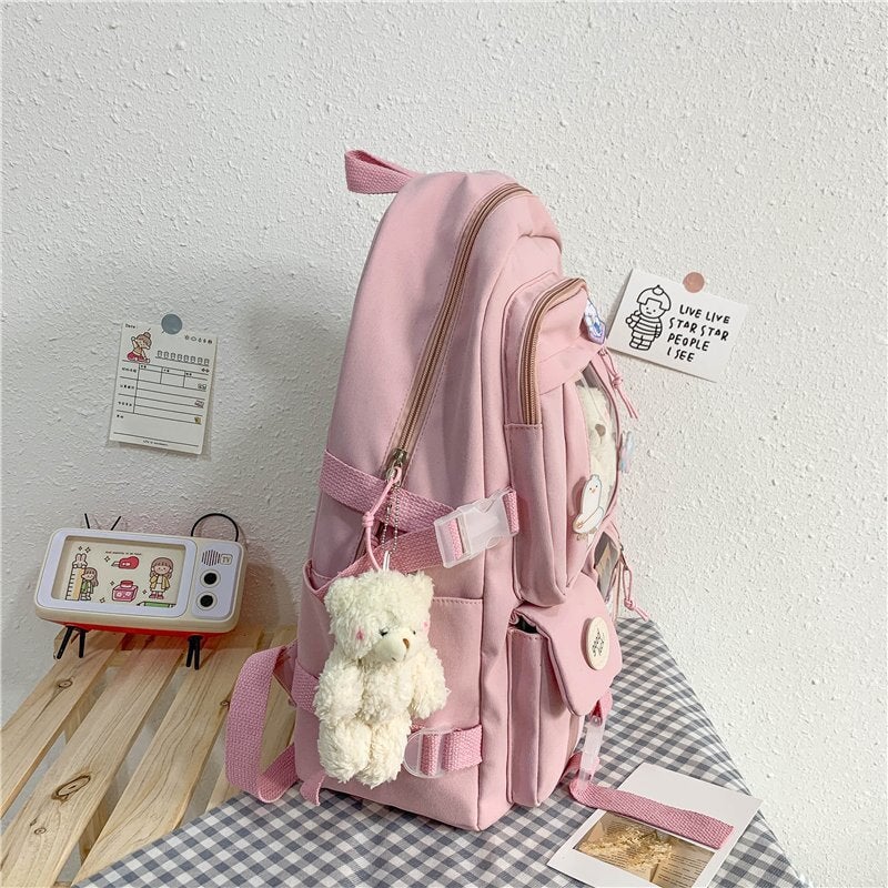 Japanese High School Backpack Bag-Enchanted peach